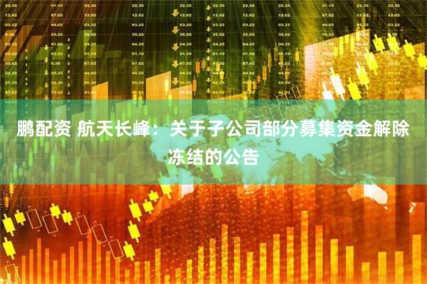 鹏配资 航天长峰：关于子公司部分募集资金解除冻结的公告