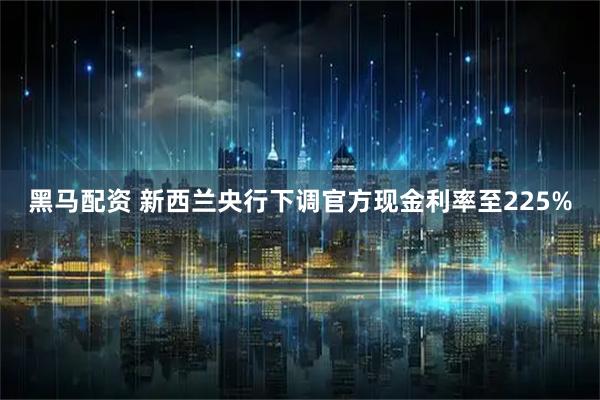 黑马配资 新西兰央行下调官方现金利率至225%